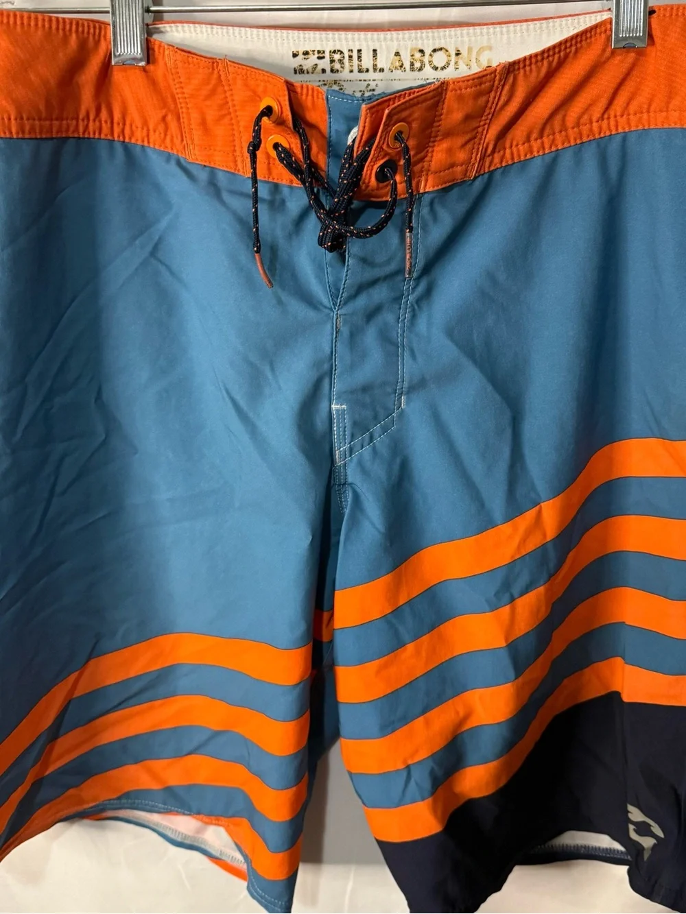 Billabong Men’s Teal & Orange Striped Board Shorts - Picture 2 of 8